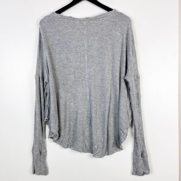Saturday Sunday Anthropologie (M) Waffle Knit Thermal Scoop Tee Shirt Gray - Picture 6 of 9